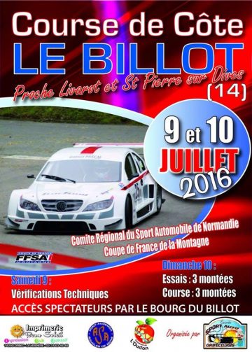 Affiche Course de Côte Le Billot 2016