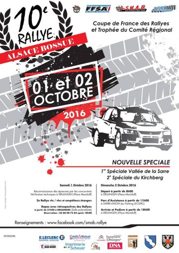 Affiche Rallye de l'Alsace Bossue 2016