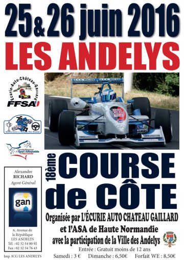 Affiche Course de Côte des Andelys 2016