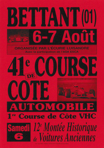 Affiche Course de Côte de Bettant 2016