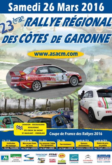Affiche Rallye des Côtes de Garonne 2016