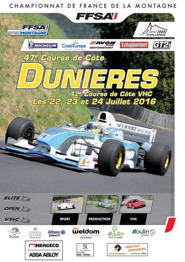 Affiche Course de Côte de Dunières Auvergne 2016