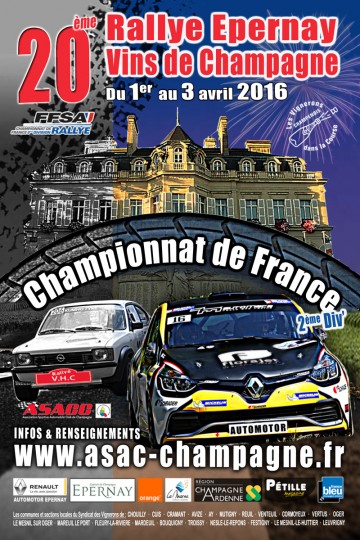 Affiche Rallye Épernay - Vins de Champagne 2016