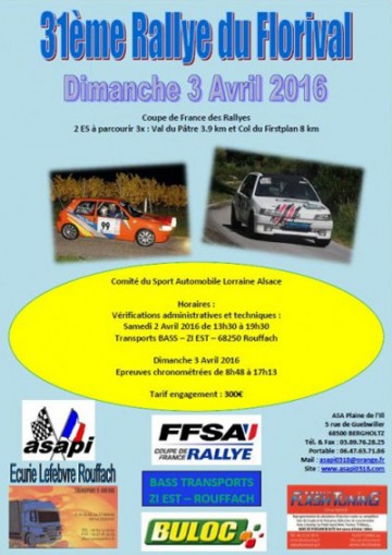 Affiche Rallye du Florival 2016