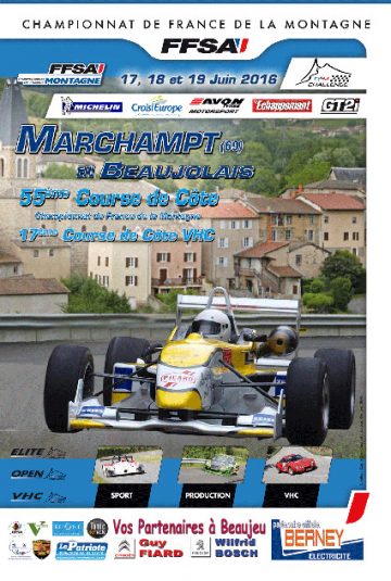 Affiche Course de Côte de Marchampt en Beaujolais 2016