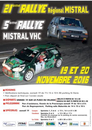 Affiche Rallye du Mistral 2016