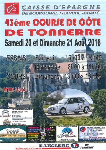 Affiche Course de Côte de Tonnerre 2016