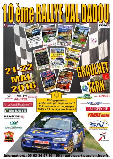 Affiche Rallye du Val Dadou 2016