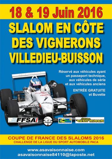 Affiche Slalom des Vignerons Villedieu Buisson 2016